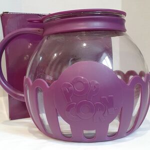 Microwave Popcorn Popper Pitcher Glass‎ Purple 11inx11in